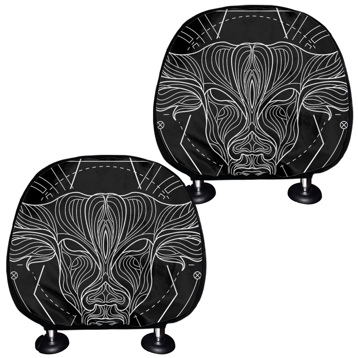 Black And White Taurus Sign Print Car Headrest Covers