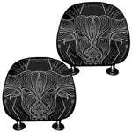 Black And White Taurus Sign Print Car Headrest Covers