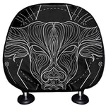 Black And White Taurus Sign Print Car Headrest Covers