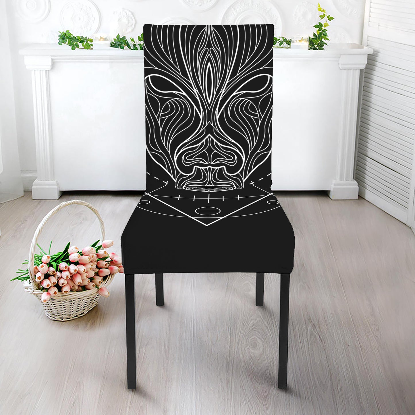 Black And White Taurus Sign Print Dining Chair Slipcover