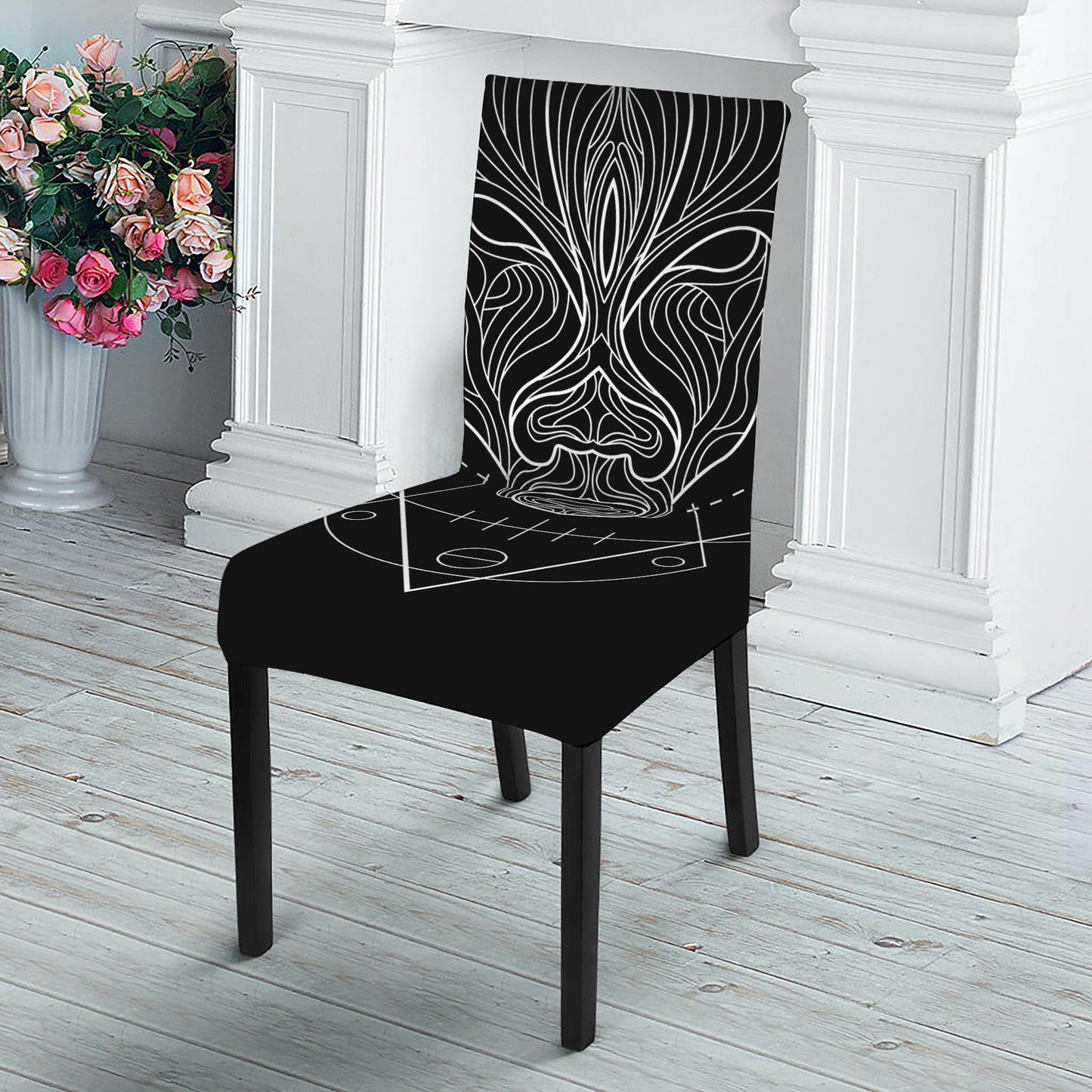 Black And White Taurus Sign Print Dining Chair Slipcover