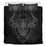 Black And White Taurus Sign Print Duvet Cover Bedding Set