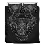 Black And White Taurus Sign Print Duvet Cover Bedding Set