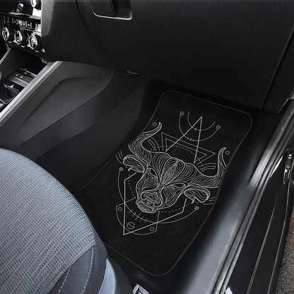 Black And White Taurus Sign Print Front Car Floor Mats