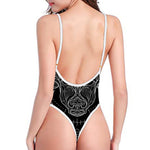 Black And White Taurus Sign Print High Cut One Piece Swimsuit