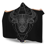Black And White Taurus Sign Print Hooded Blanket
