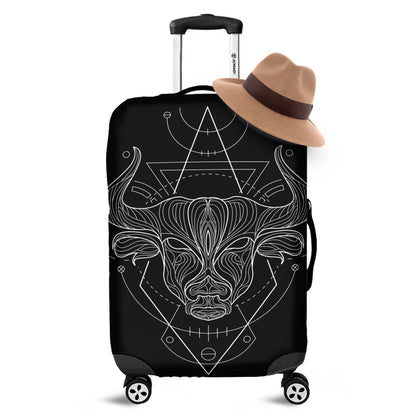 Black And White Taurus Sign Print Luggage Cover