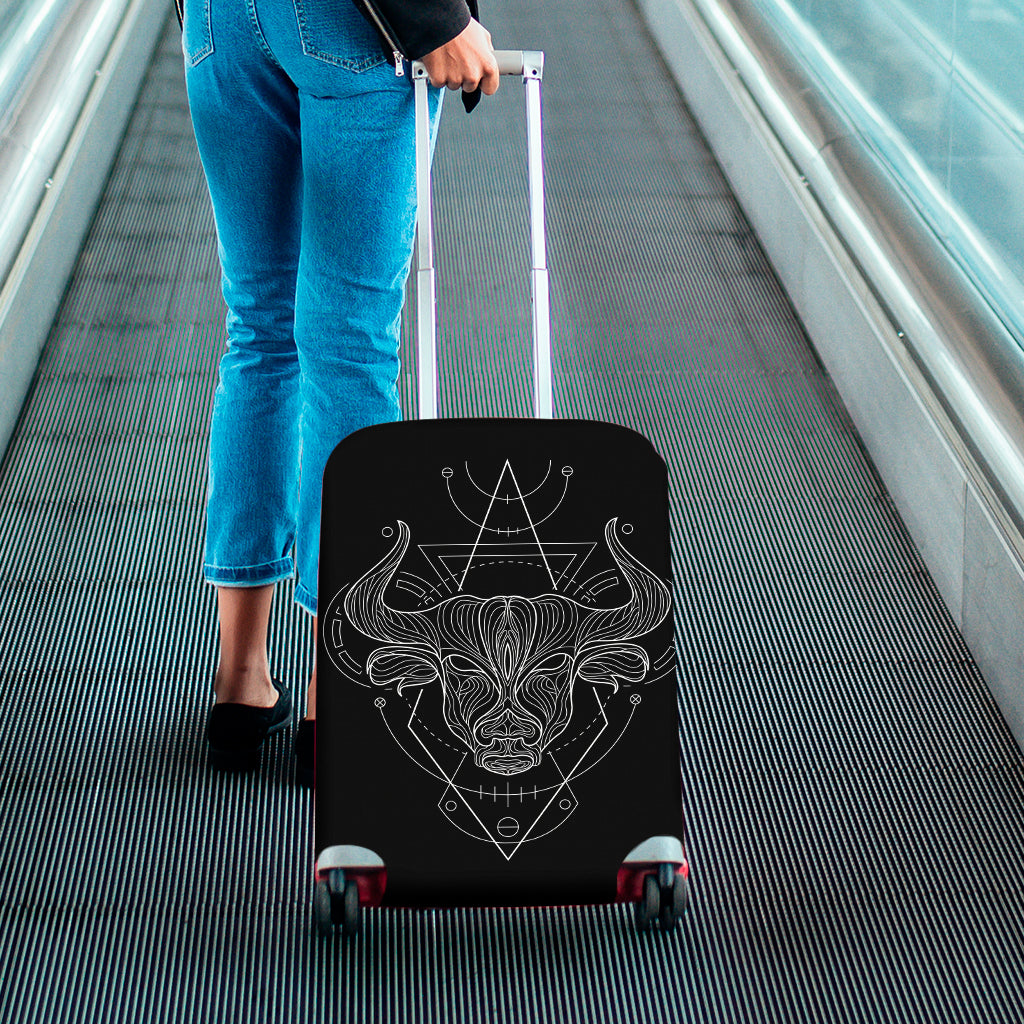 Black And White Taurus Sign Print Luggage Cover