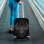 Black And White Taurus Sign Print Luggage Cover