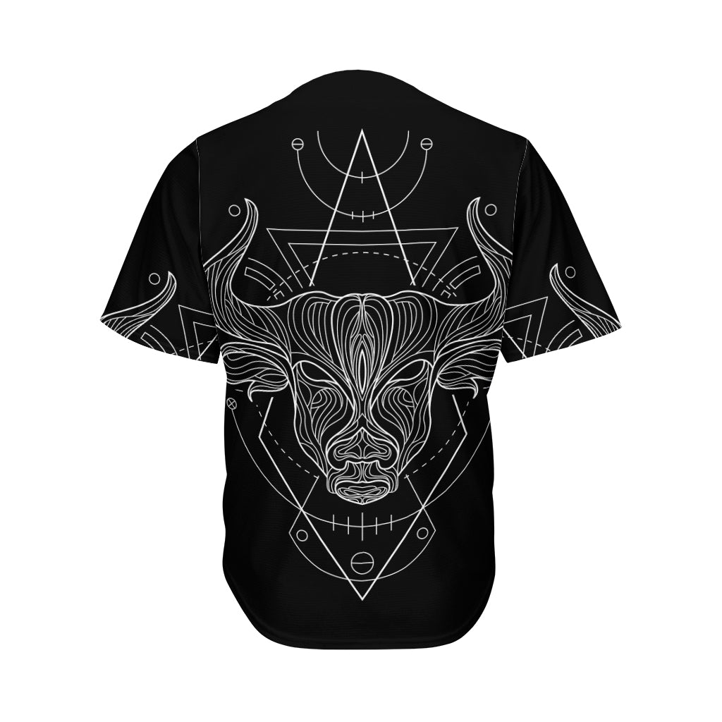 Black And White Taurus Sign Print Men's Baseball Jersey