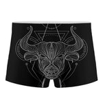 Black And White Taurus Sign Print Men's Boxer Briefs