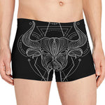 Black And White Taurus Sign Print Men's Boxer Briefs
