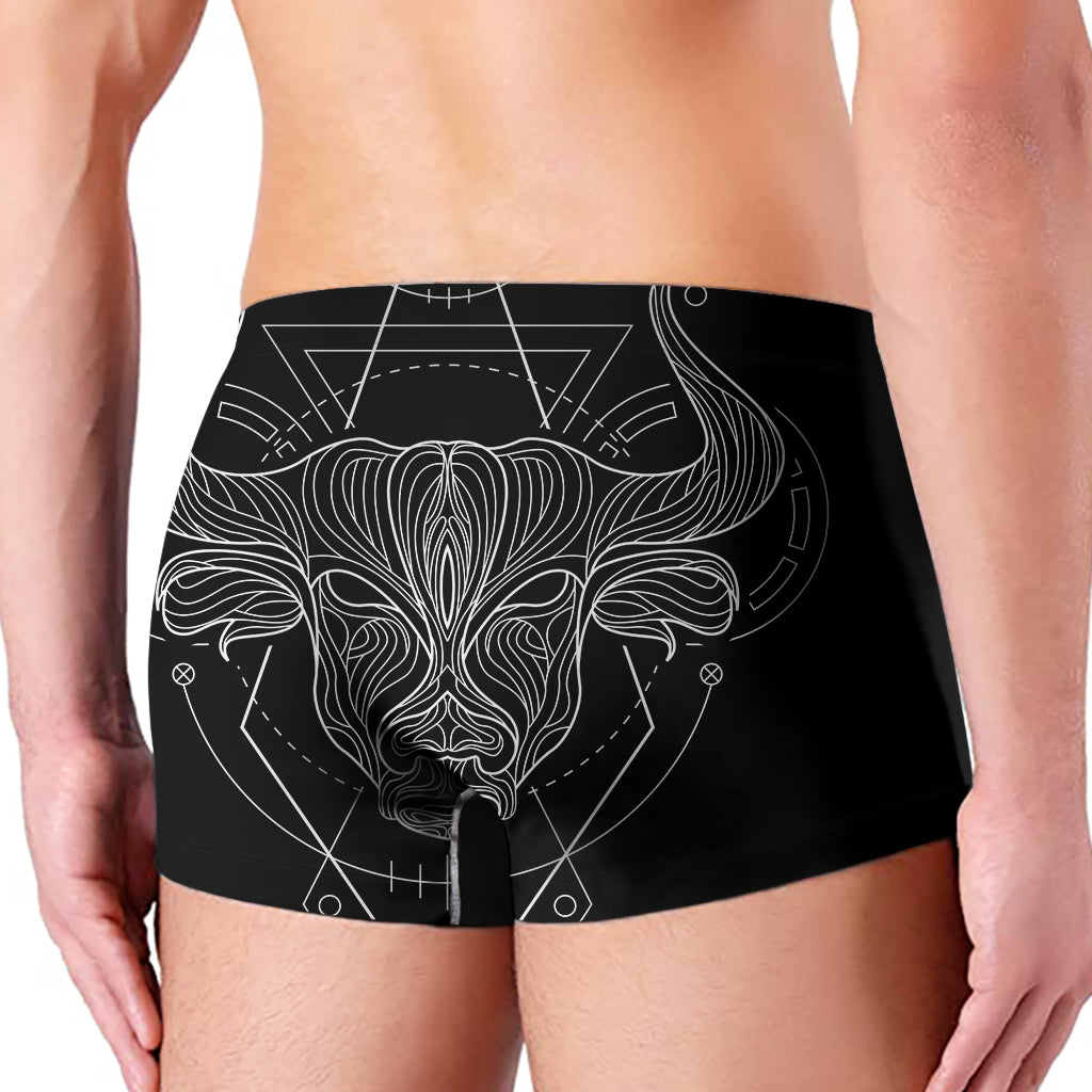 Black And White Taurus Sign Print Men's Boxer Briefs