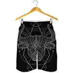 Black And White Taurus Sign Print Men's Shorts