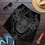 Black And White Taurus Sign Print Men's Shorts