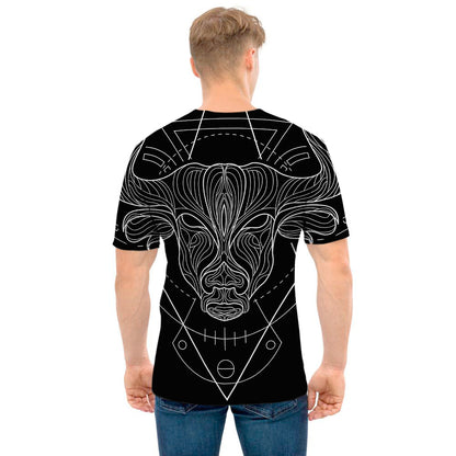 Black And White Taurus Sign Print Men's T-Shirt