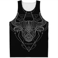 Black And White Taurus Sign Print Men's Tank Top