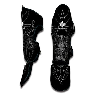 Black And White Taurus Sign Print Muay Thai Shin Guard