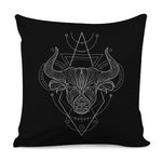 Black And White Taurus Sign Print Pillow Cover