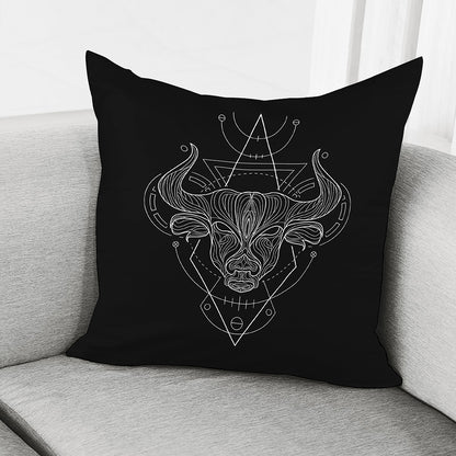 Black And White Taurus Sign Print Pillow Cover