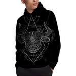 Black And White Taurus Sign Print Pullover Hoodie