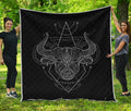 Black And White Taurus Sign Print Quilt
