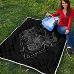 Black And White Taurus Sign Print Quilt