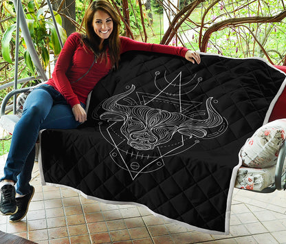 Black And White Taurus Sign Print Quilt