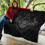 Black And White Taurus Sign Print Quilt