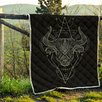 Black And White Taurus Sign Print Quilt