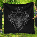 Black And White Taurus Sign Print Quilt