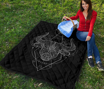 Black And White Taurus Sign Print Quilt