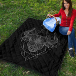 Black And White Taurus Sign Print Quilt