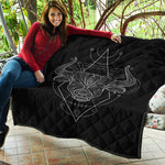 Black And White Taurus Sign Print Quilt