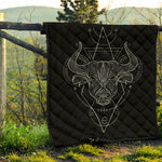 Black And White Taurus Sign Print Quilt