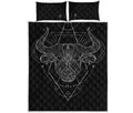 Black And White Taurus Sign Print Quilt Bed Set