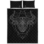 Black And White Taurus Sign Print Quilt Bed Set