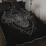 Black And White Taurus Sign Print Quilt Bed Set