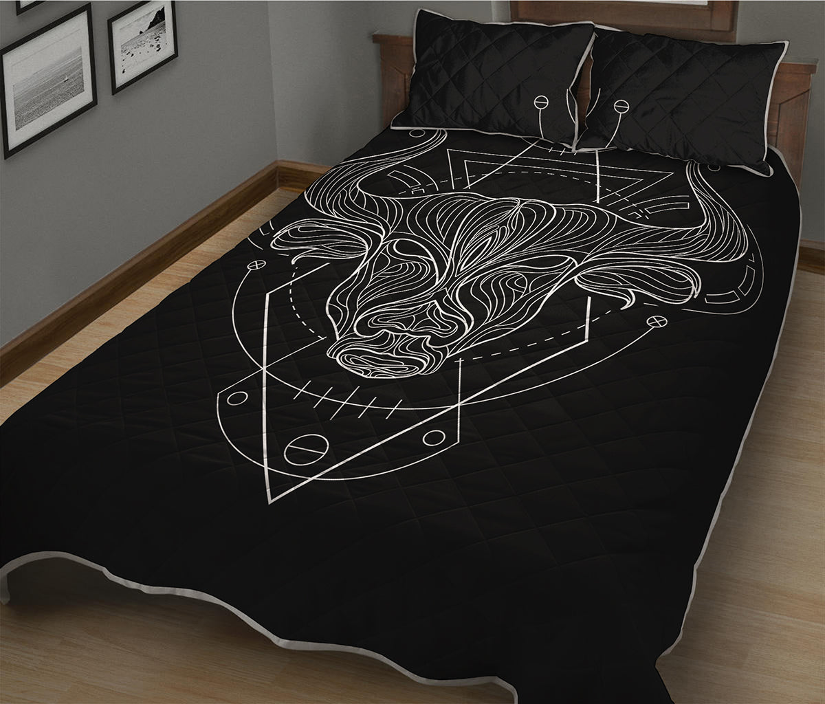 Black And White Taurus Sign Print Quilt Bed Set
