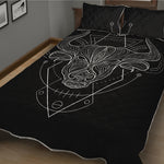 Black And White Taurus Sign Print Quilt Bed Set