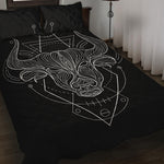 Black And White Taurus Sign Print Quilt Bed Set