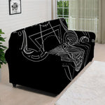 Black And White Taurus Sign Print Sofa Cover