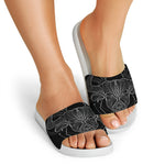 Black And White Taurus Sign Print White Slide Sandals