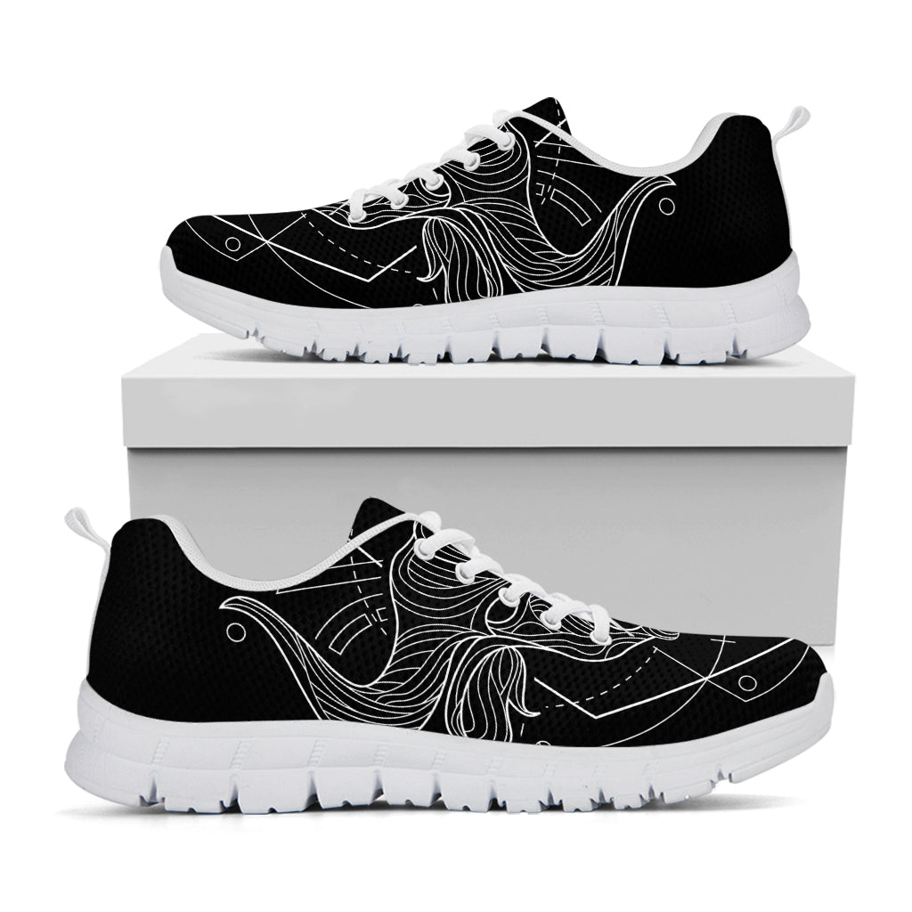 Black And White Taurus Sign Print White Sneakers