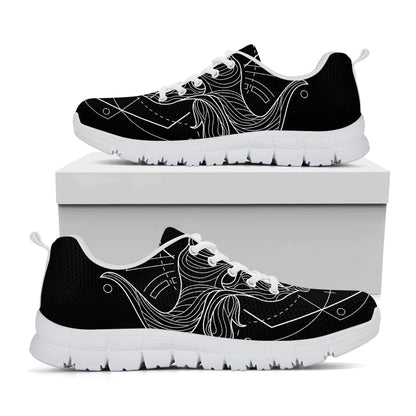 Black And White Taurus Sign Print White Sneakers