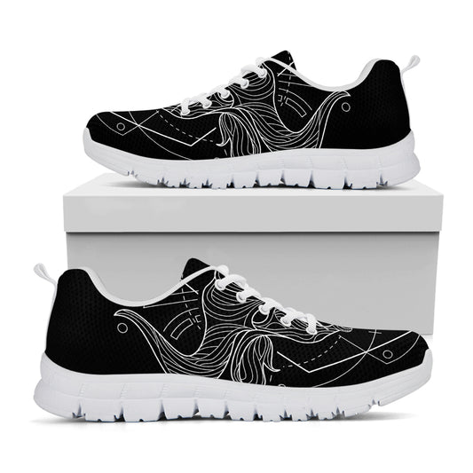 Black And White Taurus Sign Print White Sneakers