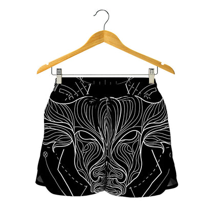 Black And White Taurus Sign Print Women's Shorts