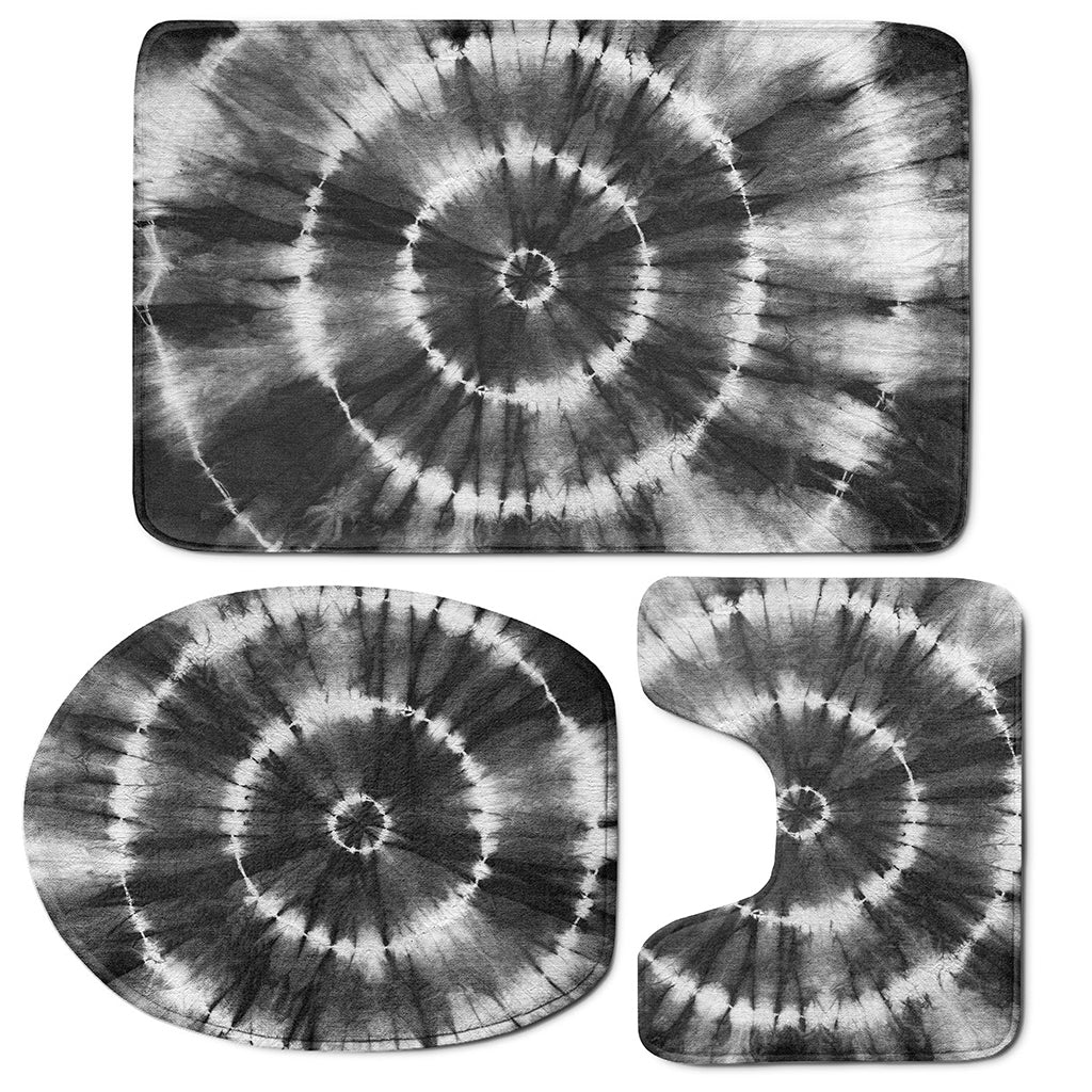Black And White Tie Dye Print 3 Piece Bath Mat Set