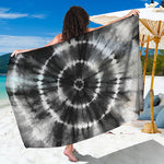 Black And White Tie Dye Print Beach Sarong Wrap