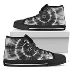 Black And White Tie Dye Print Black High Top Shoes